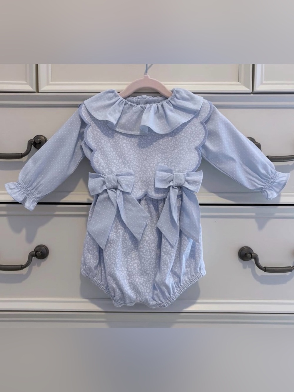 VGUC Sophie & Lucas Baby Girl 3Pc Light Blue Mini Floral Print Outfit 3 Months